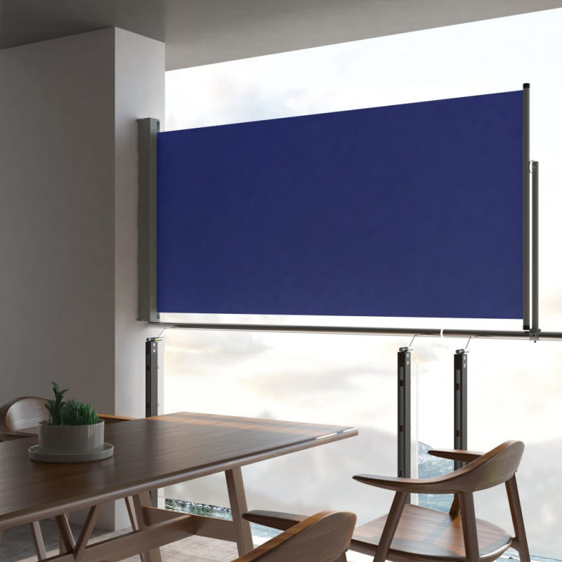 Wysuwana markiza boczna na taras, 120 x 300 cm, niebieska