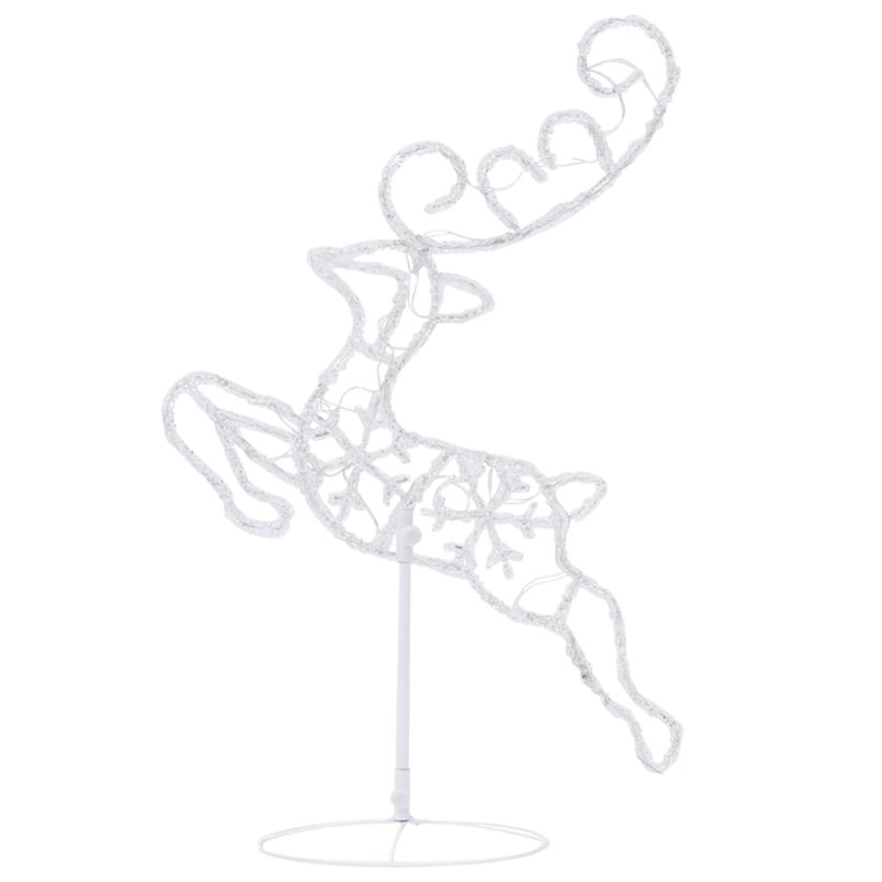 Świąteczne, lecące renifery z saniami, akryl, 260x21x87 cm