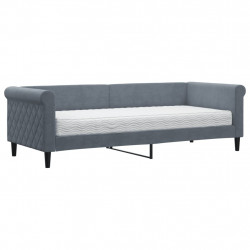 Sofa z materacem do spania, ciemnoszara, 80x200 cm, aksamit