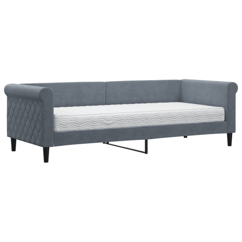 Sofa z materacem do spania, ciemnoszara, 80x200 cm, aksamit