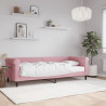 Sofa z materacem do spania, różowa, 80x200 cm, aksamit