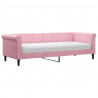 Sofa z materacem do spania, różowa, 80x200 cm, aksamit