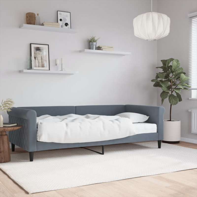 Sofa z materacem do spania, ciemnoszara, 90x200 cm, aksamit