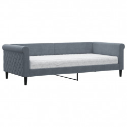 Sofa z materacem do spania, ciemnoszara, 90x200 cm, aksamit