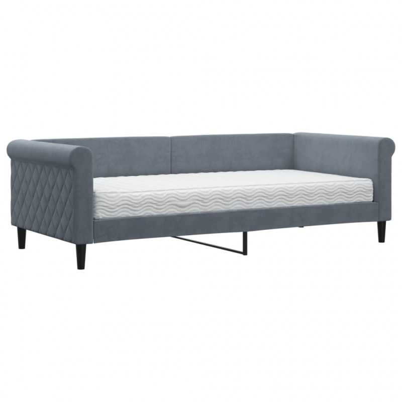 Sofa z materacem do spania, ciemnoszara, 90x200 cm, aksamit
