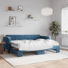 Sofa rozsuwana z materacami, niebieska, 80x200 cm, aksamit