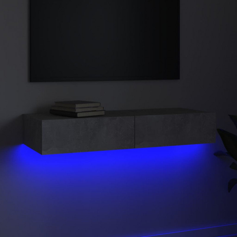 Szafka pod TV z oświetleniem LED, szarość betonu, 90x35x15,5 cm
