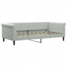 Sofa z materacem do spania, jasnoszara, 90x190 cm, aksamit