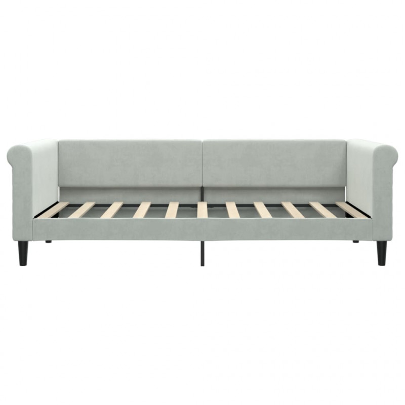 Sofa z materacem do spania, jasnoszara, 90x190 cm, aksamit