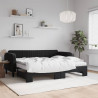Sofa rozsuwana z materacami, czarna, 90x200 cm, aksamit