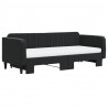 Sofa rozsuwana z materacami, czarna, 90x200 cm, aksamit