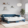 Sofa rozsuwana z materacami, niebieska, 100x200 cm, aksamit