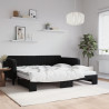 Sofa rozsuwana z materacami, czarna, 100x200 cm, aksamit