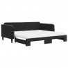 Sofa rozsuwana z materacami, czarna, 100x200 cm, aksamit