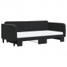 Sofa rozsuwana z materacami, czarna, 100x200 cm, aksamit