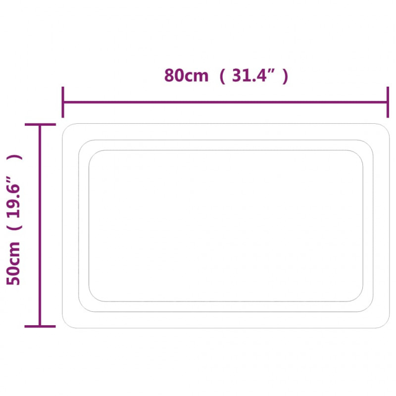 Lustro łazienkowe z LED, 80x50 cm