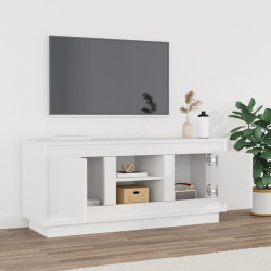 Szafka pod TV, biała, 102x35x45 cm, materiał drewnopochodny