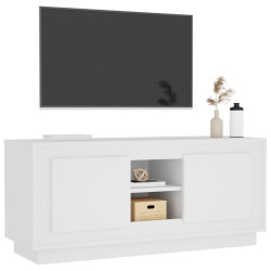 Szafka pod TV, biała, 102x35x45 cm, materiał drewnopochodny