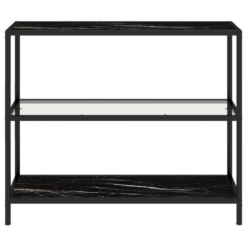 Półka, przezroczysta/czarny marmur 100x36x90 cm szkło hartowane