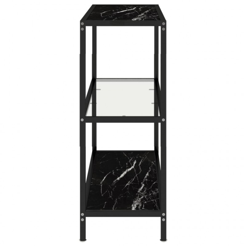 Półka, przezroczysta/czarny marmur 100x36x90 cm szkło hartowane