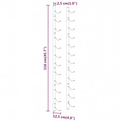 Uchwyty ścienne na 12 butelek wina, 2 szt., biały, żelazny