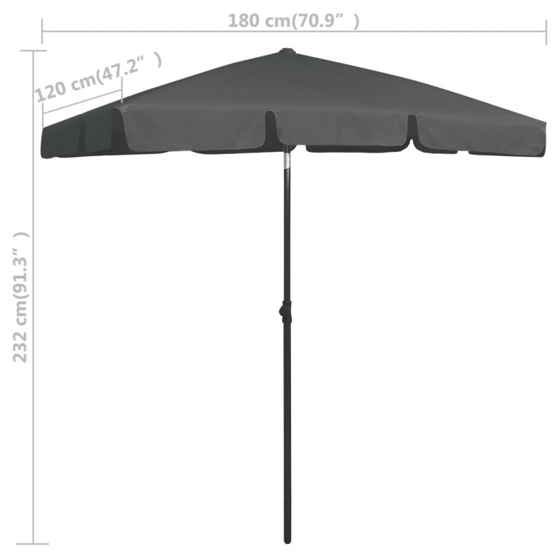 Parasol plażowy, antracytowy, 180x120 cm