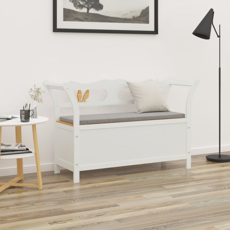 Ławka, biała, 107x45x75,5 cm, lite drewno jodłowe