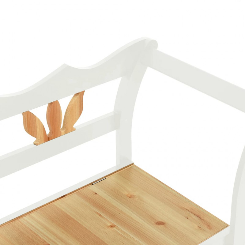 Ławka, biała, 107x45x75,5 cm, lite drewno jodłowe