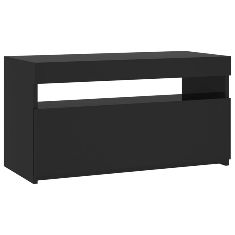 Szafka pod TV z oświetleniem LED, czarna, 75x35x40 cm