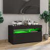 Szafka pod TV z oświetleniem LED, czarna, 75x35x40 cm
