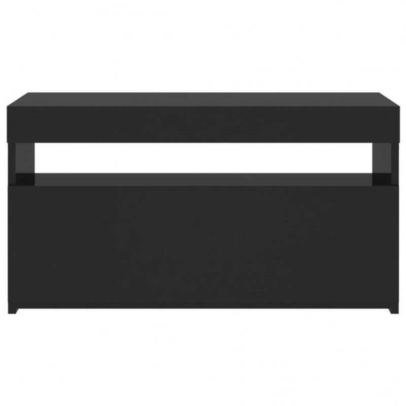 Szafka pod TV z oświetleniem LED, czarna, 75x35x40 cm