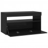 Szafka pod TV z oświetleniem LED, czarna, 75x35x40 cm