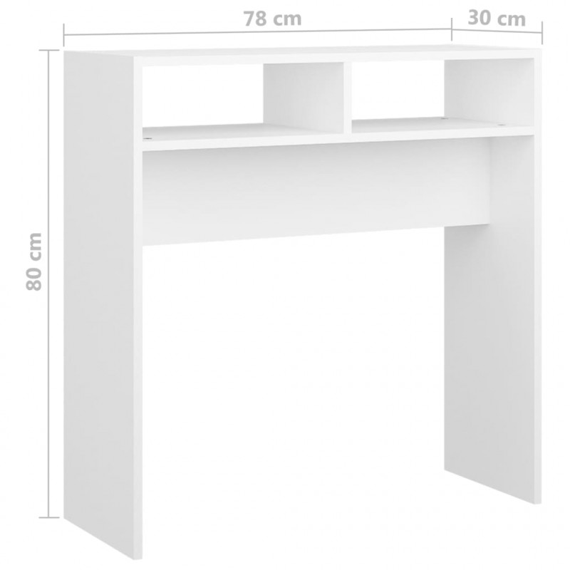 Stolik konsolowy, biały, 78x30x80 cm, materiał drewnopochodny