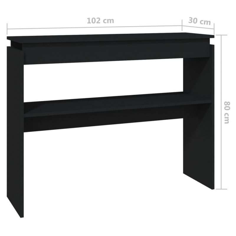 Stolik konsolowy, czarny, 102x30x80 cm, materiał drewnopochodny