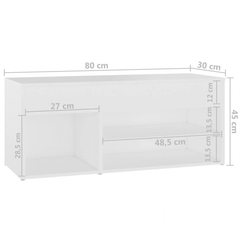 Ławka z miejscem na buty, biała, 80x30x45 cm