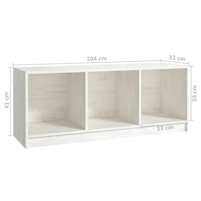 Szafka pod telewizor, biała, 104x33x41 cm, lite drewno sosnowe