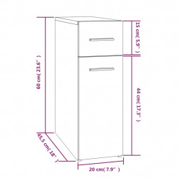 Szafka apteczna, przydymiony dąb, 20x45,5x60 cm