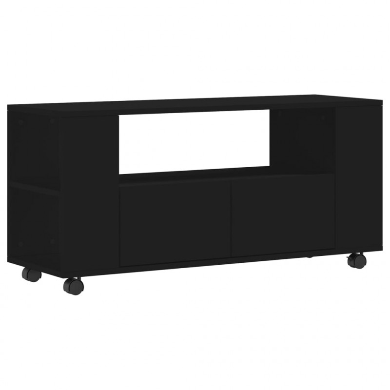 Szafka pod TV, czarna, 102x34,5x43 cm, materiał drewnopochodny