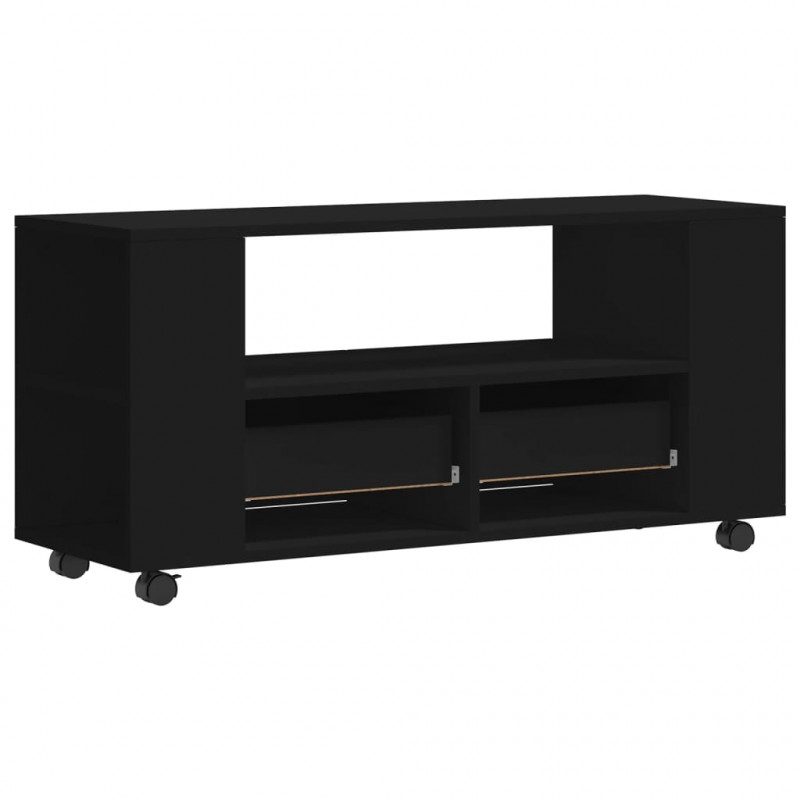 Szafka pod TV, czarna, 102x34,5x43 cm, materiał drewnopochodny