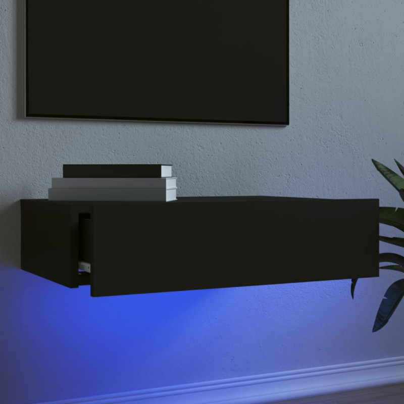 Szafka telewizyjna z LED, czarna, 60x35x15,5 cm