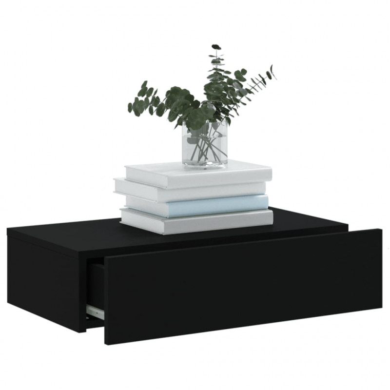 Szafka telewizyjna z LED, czarna, 60x35x15,5 cm