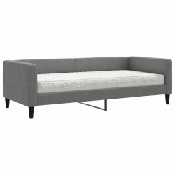 Sofa z materacem, ciemnoszara, 90x190 cm, tkanina