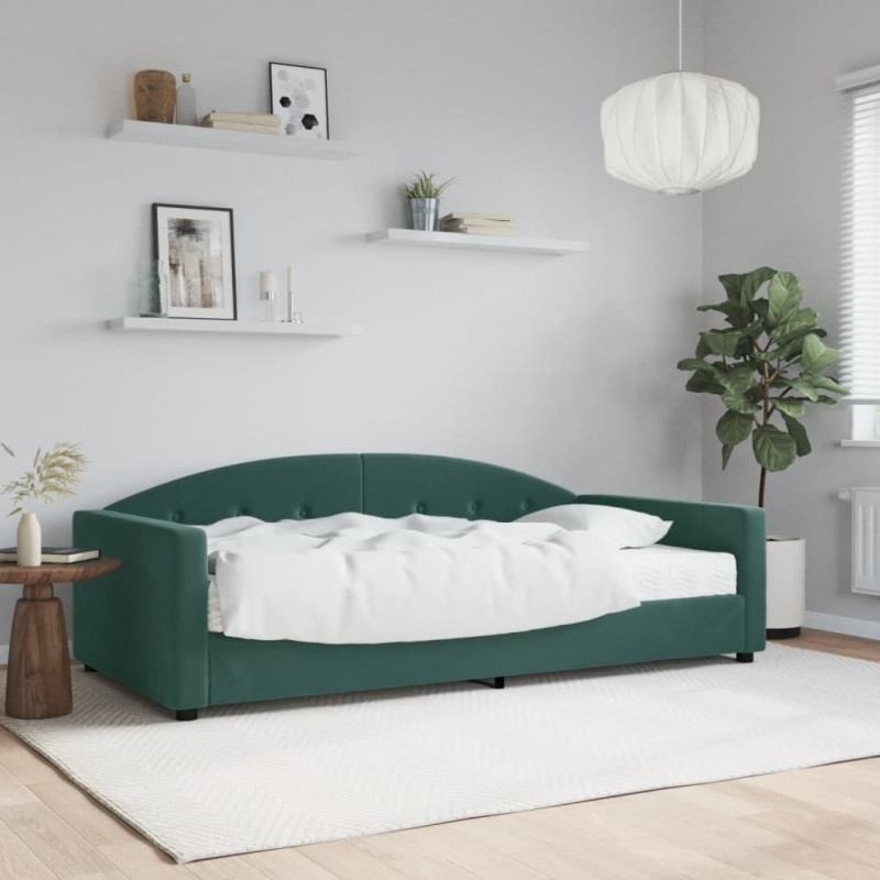 Sofa z materacem do spania, ciemnozielona, 100x200 cm, aksamit