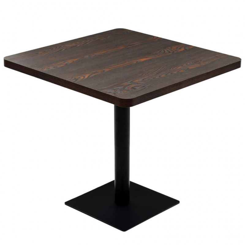 Stolik barowy z MDF na stalowej podstawie, 80x80x75 cm, jesion
