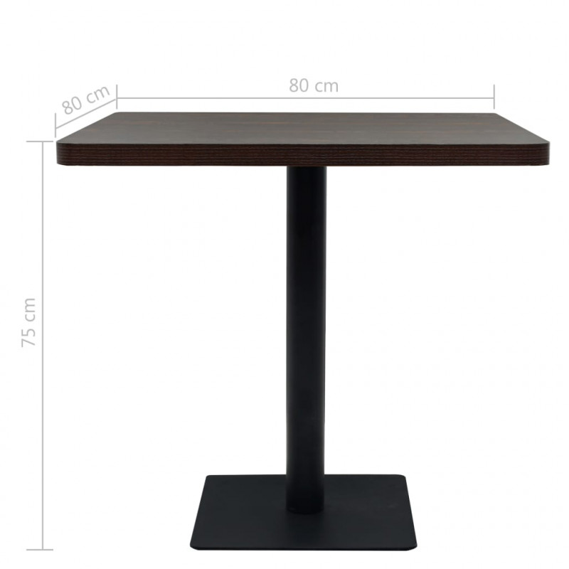 Stolik barowy z MDF na stalowej podstawie, 80x80x75 cm, jesion