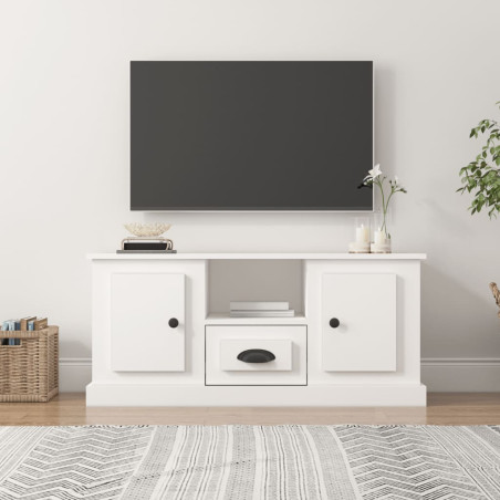 Szafka pod TV, biała, 100x35,5x45 cm, materiał drewnopochodny