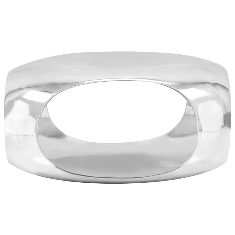 Stolik do kawy z odlewanego aluminium, 70 x 70 x 32 cm, srebrny