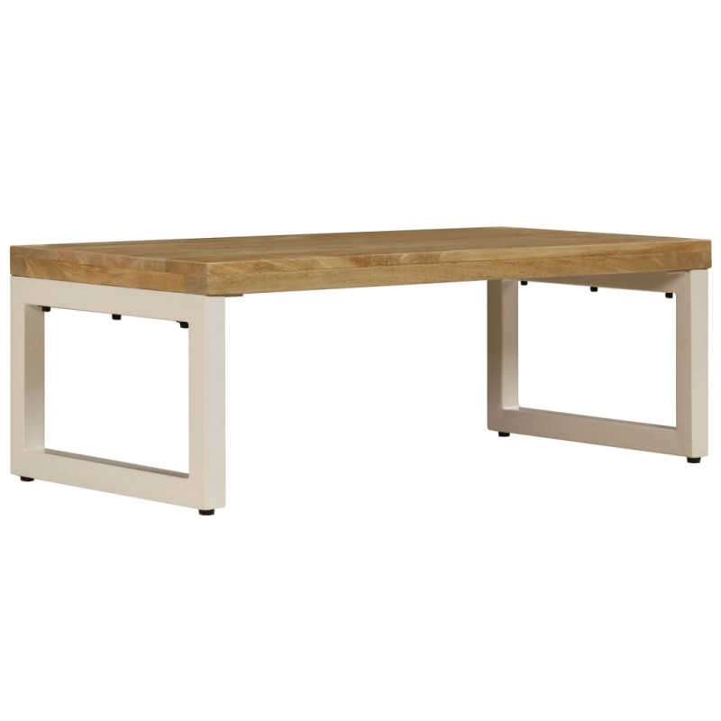 Stolik kawowy, 100x50x35 cm, lite drewno mango i stal