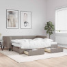 Sofa rozsuwana z szufladami, taupe, 90x200 cm, tkanina