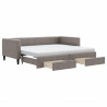 Sofa rozsuwana z szufladami, taupe, 90x200 cm, tkanina